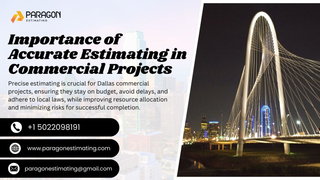 Accurate estimating in commercial projects ensures cost control, prevents budget overruns, streamlines resource allocation, and supports timely project completion, fostering client trust and project success.