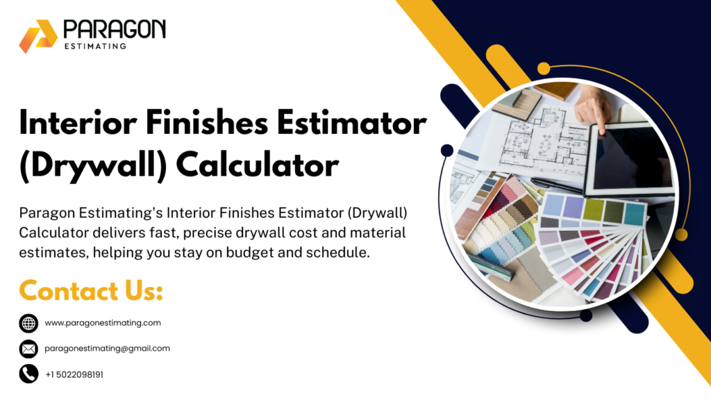 The Interior Finishes Drywall Estimator offers precise calculations for interior drywall finishes, helping professionals plan costs effectively. It simplifies budgeting and material allocation for more efficient project execution.