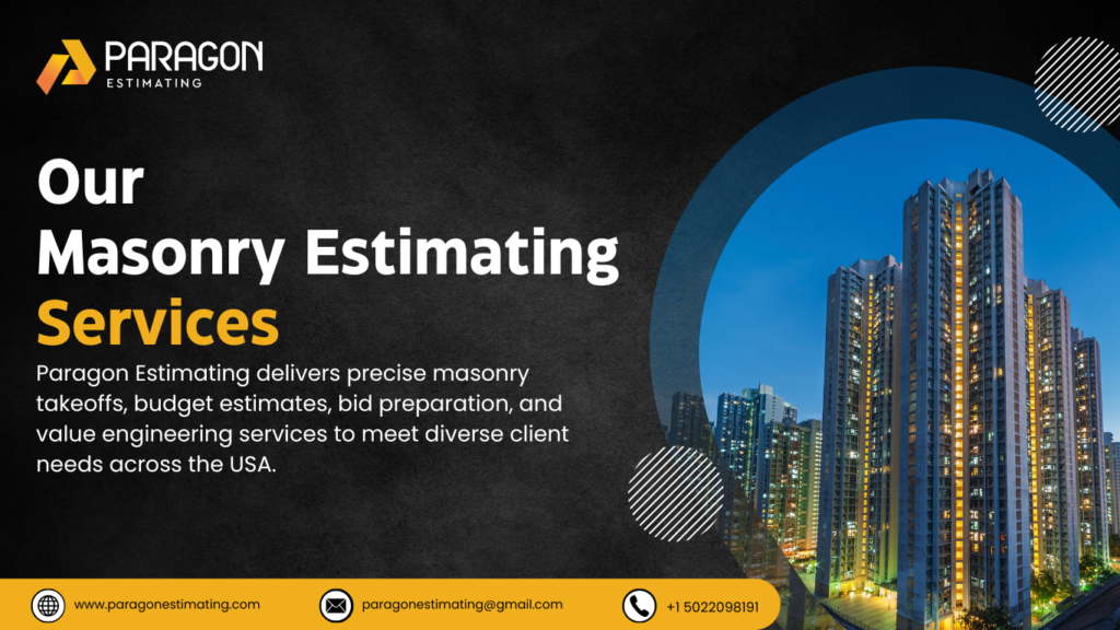 Visual representation of Masonry Estimating Services, showcasing detailed cost analysis, material takeoff, and project planning for masonry construction, ensuring accurate budgeting and efficient project execution.