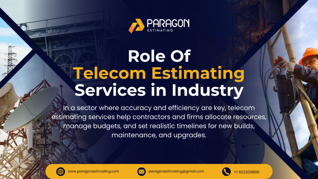 Illustration depicting the role of Telecom Estimating Services in the industry, highlighting cost estimation for network expansion, infrastructure development, and efficient resource allocation for telecom projects.