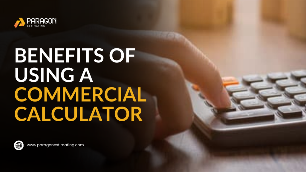 Graphic highlighting the benefits of using a commercial calculator for improved accuracy, efficiency, and cost management in business operations."
