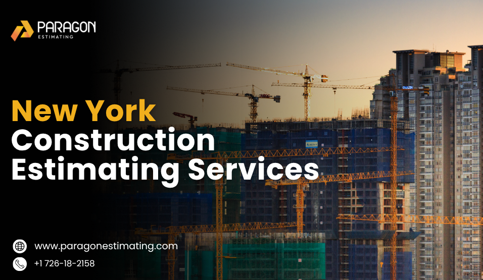 Engineer reviewing blueprints and cost breakdowns as part of New York Construction Estimating Services.