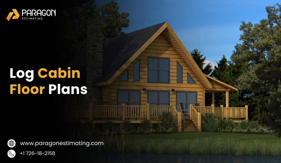 Log cabin floor plans showing layout of rooms and interior spaces