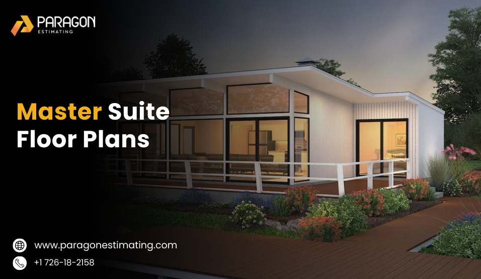 Master suite floor plans showing bedroom, bathroom, and walk-in closet layout